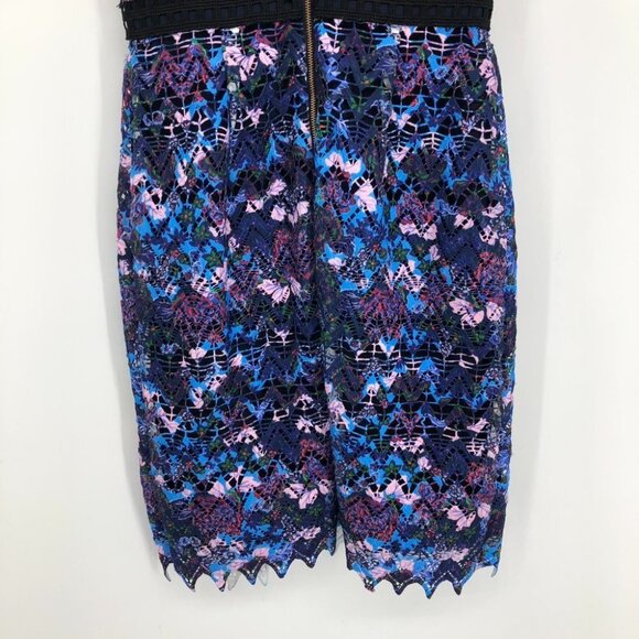 SALONI Trudi Sleeveless Chevron Lace Sleeveless Cocktail Dress Blue Multicolor 0 - Picture 13 of 16